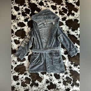 Gray Victoria secret PINK Hooded Robe with Gold Accents